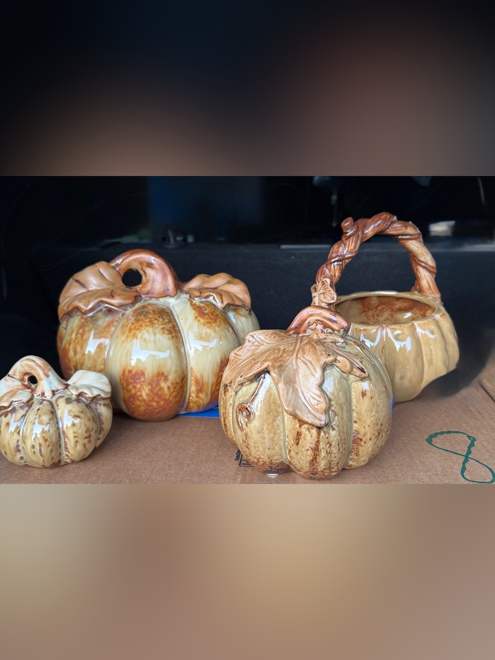 Ceramic Pumpkin Accent Set - Rustic Cream & Brown Home Accents
